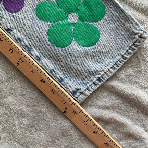 PacSun Boyfriend Jeans Light Blue Flower Graphic Sz 24 - Picture 16 of 16